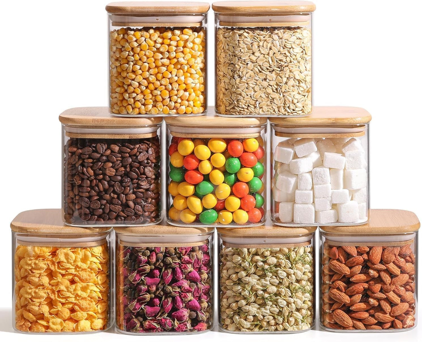 ComSaf 2Pcs Large Glass Storage Containers with Lids 4Qt, 1 Gallon Wide Mouth Flour Sugar Storage Containers, Large Capacity and Sealed for Rice, Cereal, Oat, Easy Clean and Scoop, Pantry Organization