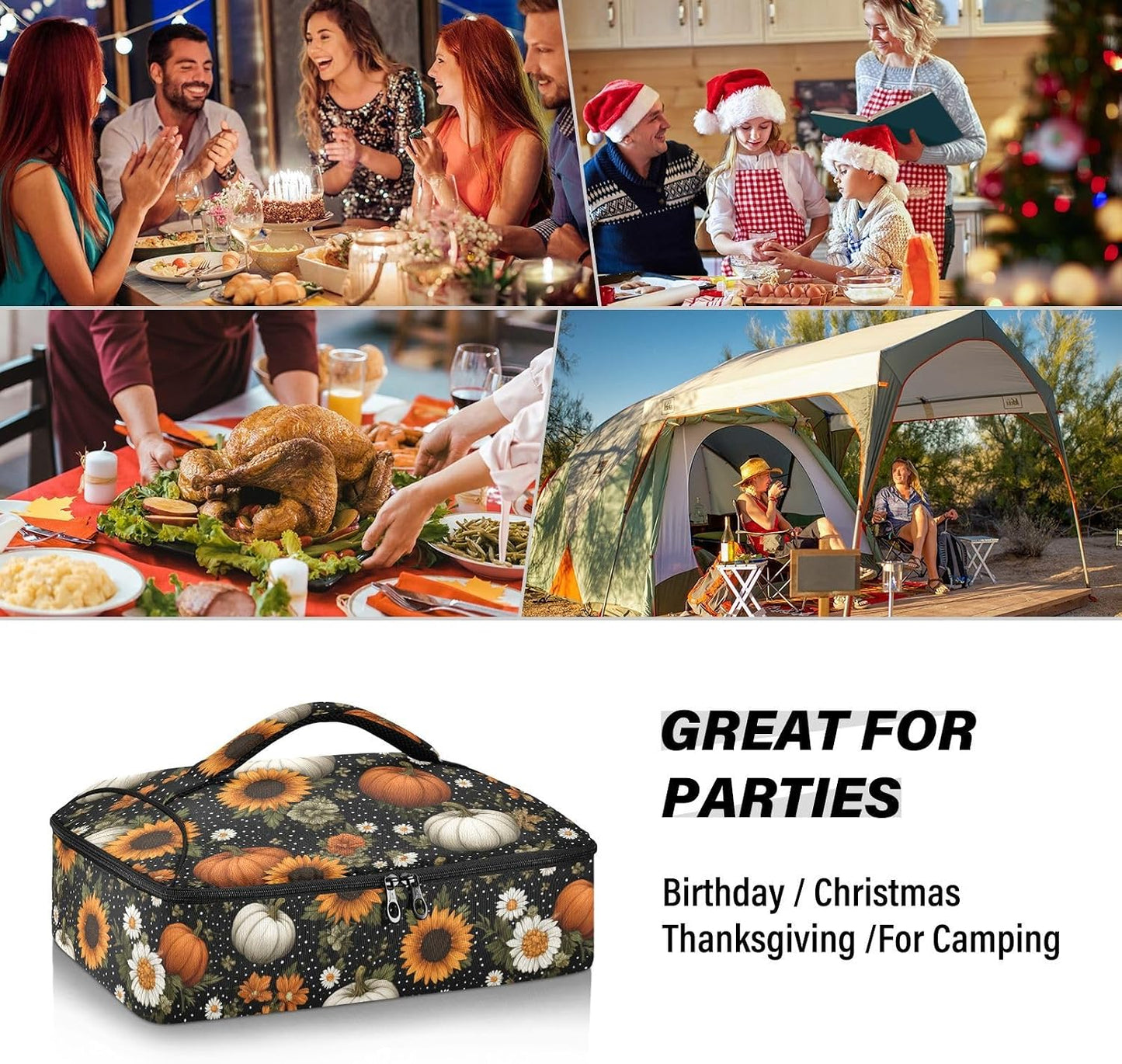 Casserole Carriers for Hot or Cold Food Reusable Casserole Dish Carrier Insulated Thermal Large Capacity Durable Perfect for Party Camping Family Gatherings Yellow Fish - Colors B