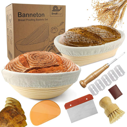 Sourdough Banneton Bread Proofing Basket Set of 2, 9'' Round