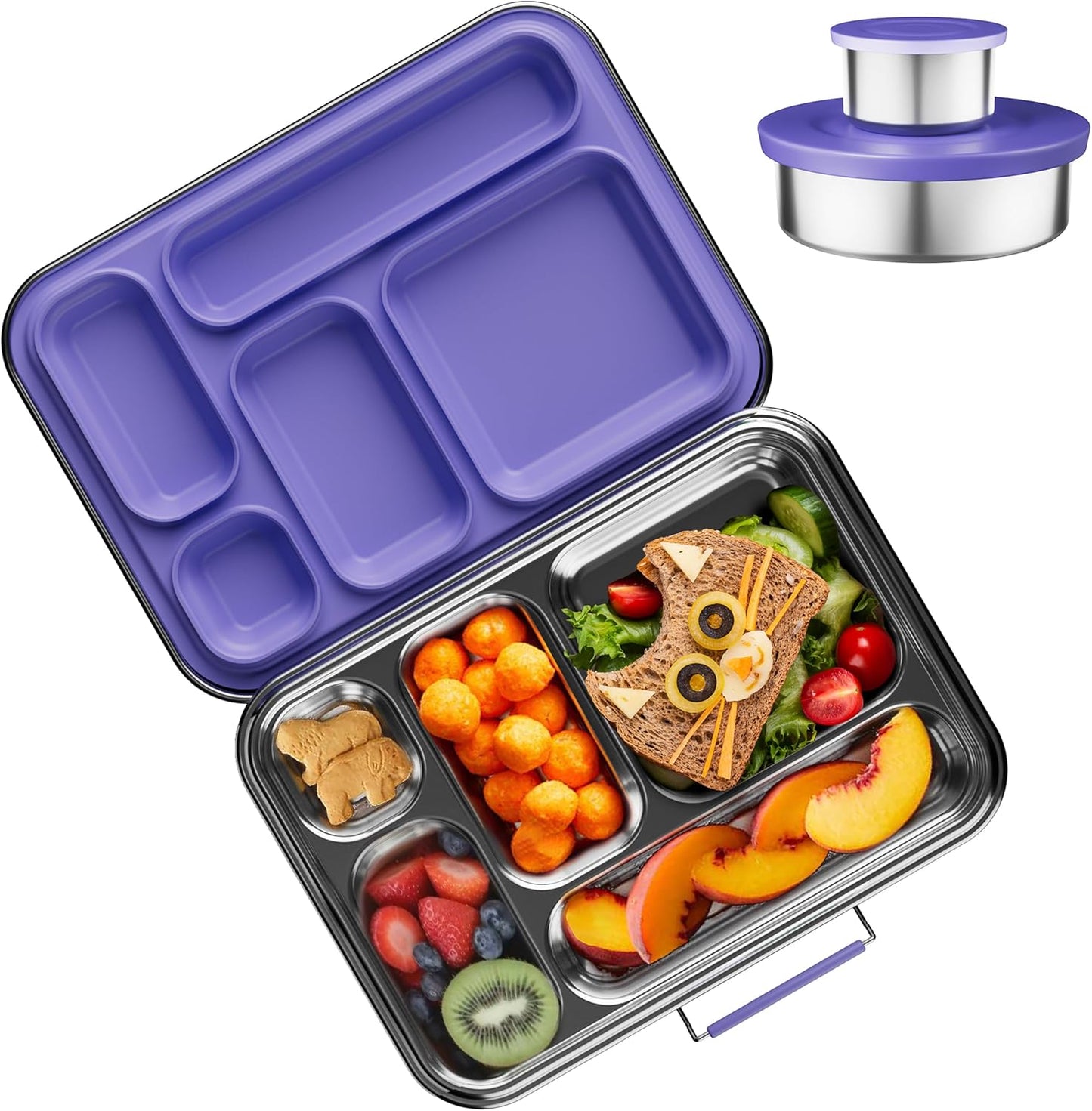 AOHEA Stainless Steel Bento Box Kids, Kids Metal Bento Lunch Box BPA Free Lunch Box Containers 304 Stainless Steel Bento Box for School and Office(Bule)