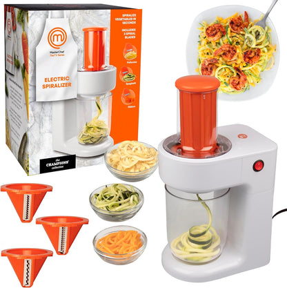 MasterChef Electric Spiralizer- 3in1 Vegetable Noodle, Homemade Pasta Maker