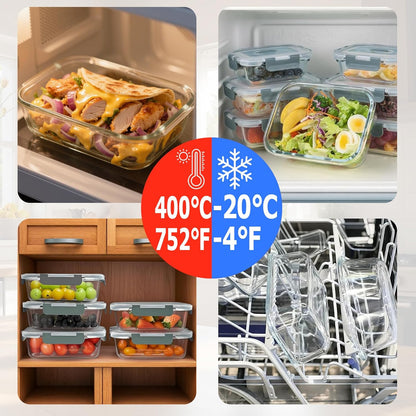 3 Pack 36oz Glass Meal Prep Containers with Lids Airtight BPA Free, Leak Proof, Stackable Glass Food Storage Containers, Microwave, Oven, Freezer and Dishwasher Safe