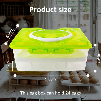 Ortable Large Capacity Double-layers Egg Storage Container Holds 24 Eggs Shatter-proof Non-slip Eggs Holder with Handle (Purple)