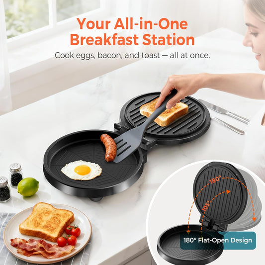 CACHOO 3-in1 Electric Griddle Nonstick & Sandwich Maker with On/Off Switch