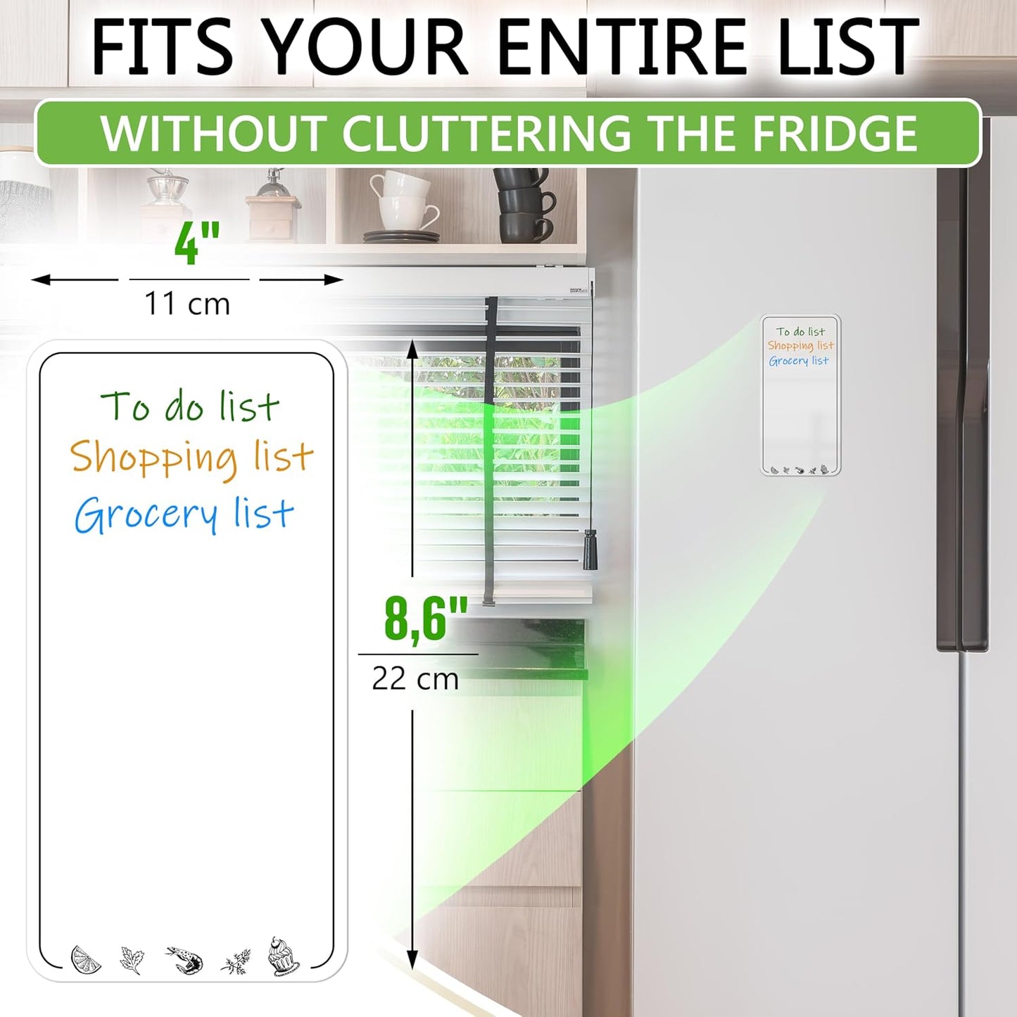 Dry Erase Grocery List for Fridge - 4.5 x 8.5 in White Dry Erase Shopping List for Fridge - Magnetic Grocery List Whiteboard Fridge Notepad - Erasable Grocery List Magnet Board for Refrigerator