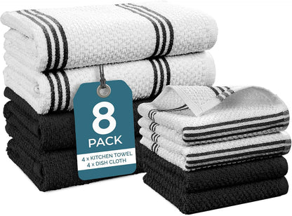 Casa Platino Potholders for Kitchens, 8-Piece – 500°F Heat Resistant Oven Mitts and Pot Holders, Mini Oven Mitt with Silicone Grip, 2 Kitchen Towels & 2 Dish Cloths – Durable & Non-Slip – Canyon Rose