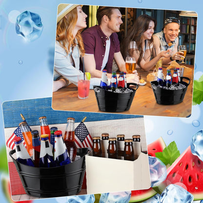 Patelai 6 Pcs Ice Buckets Bulk, Plastic Ice Buckets with Handles, Oval Storage Tub, Large Capacity Drink Tub for Party Bar Wine Beer Champagne Beverage Bottle Cooler(4.5 Liter,Clear)
