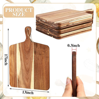 Patelai 6 Pcs 15 x 7 Inch Bamboo Cutting Board Set with Handles Laser Engraving Wooden Charcuterie Kitchen Plain Serving Chopping Board Bulk for DIY Housewarming