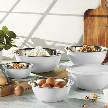 WHYSKO Stainless Steel Mixing Bowl Set, 10 Piece Stainless Steel Mixing Bowls with Lids Set for Food Prep Storage and Serving, Dishwasher Safe for Kitchen Baking Cooking, Silver