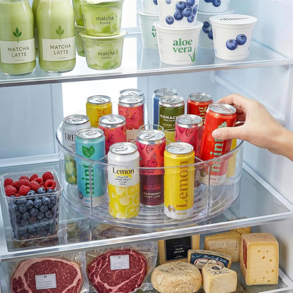 2 Pack Lazy Susan Organizer, 9 inch Rotating Storage Organizer with 4 Removable Bins, Lazy Susan Turntable Organizer for Fridge, Kitchen, Vanity, Cabinet