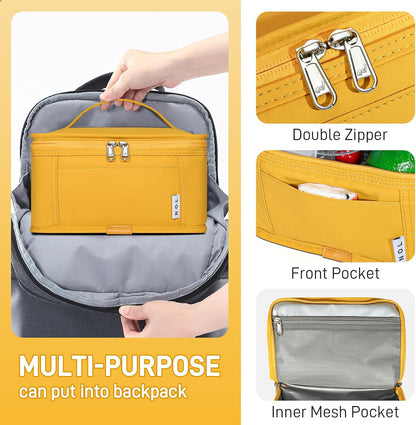 NOL Mini Insulated Lunch Bag for Women Men Kids | Small Leakproof Reusable Lunch Tote | Fits 6 Cans 330ml | Thermal Cooler for Work School Picnic Camping, Navy blue
