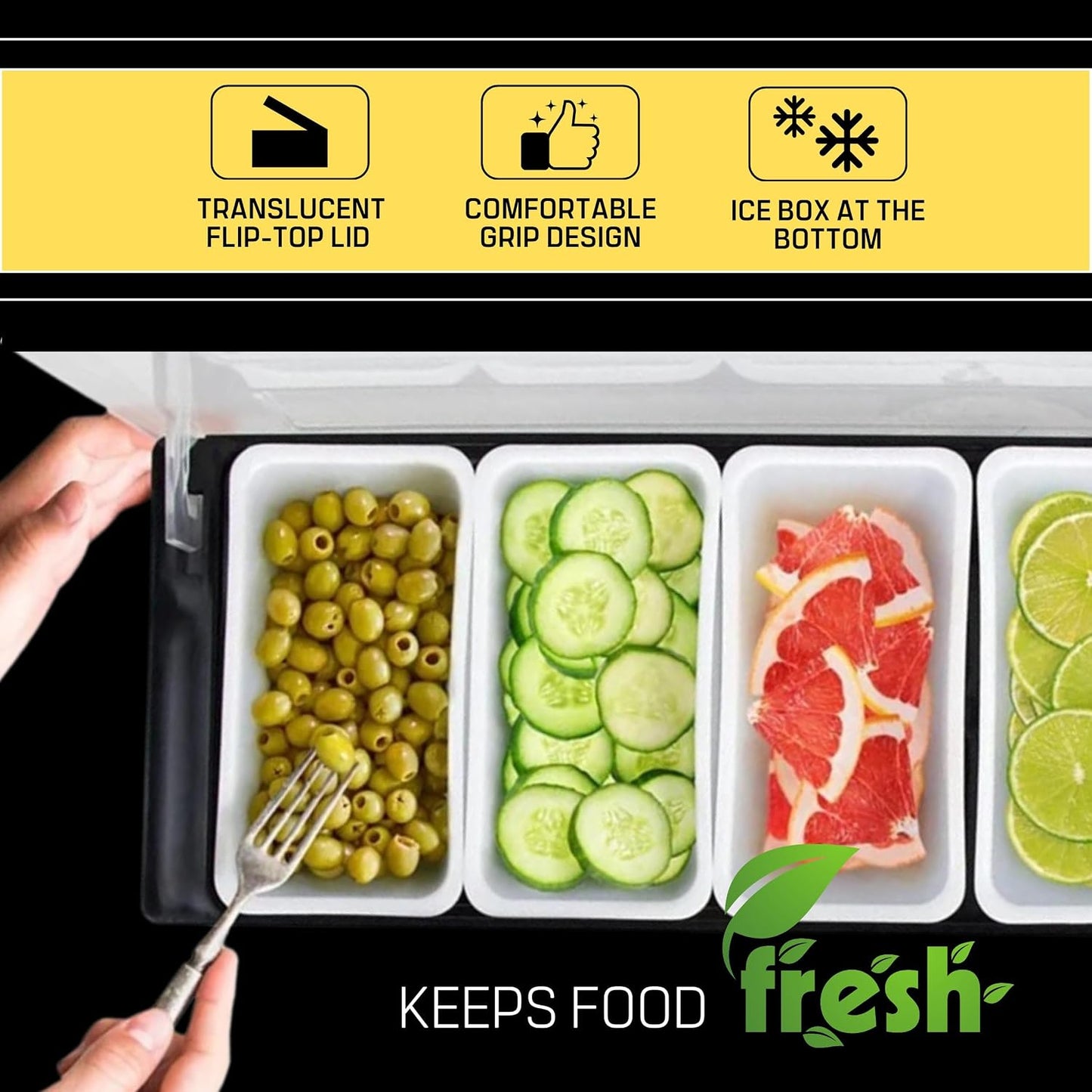 12" Divided Rotating Serving Tray with Lid and Handle — Clear Snack Spinner Organizer and Storage 12 Inch Portable Snackle Box for Fruits Snacks Veggie Charcuterie with 6 Compartments