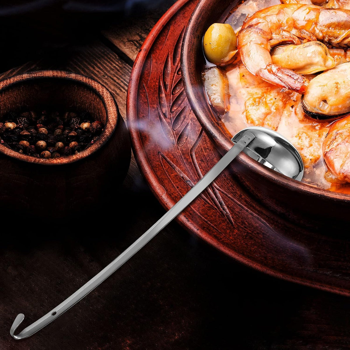 meekoo Stainless Steel Ladles Soup with Long Handle, 6oz
