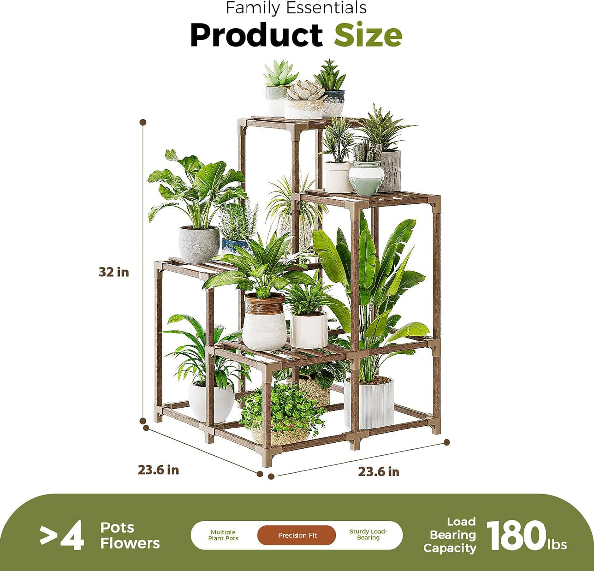 Bamworld Plant Stand Indoor Plant Shelf Outdoor Wood Plant Rack