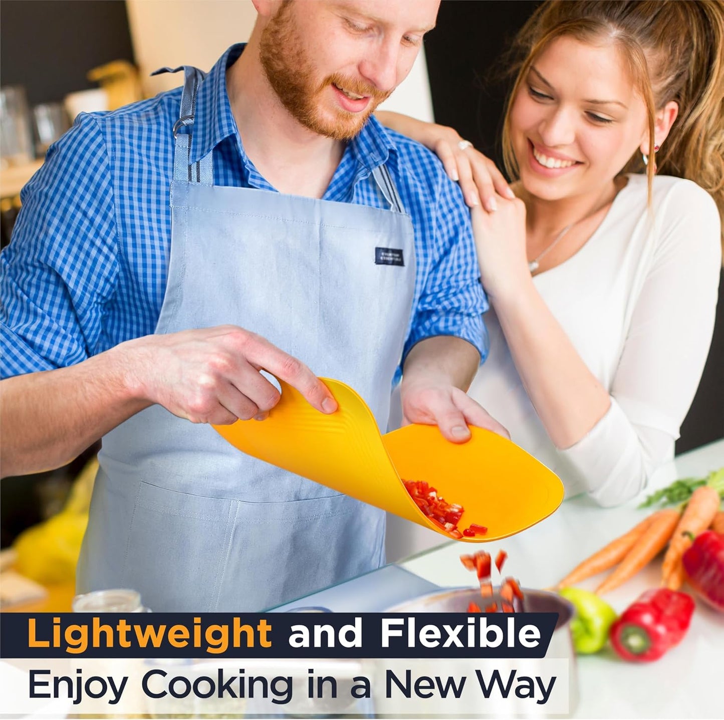 Deiss LUX Durable TPU Cutting Boards for Kitchen, Set of 2, Double-Sided Non-Slip Chopping Board, Built-in Ruler, Flexible Large Cutting Board, Deep Juice Grooves, Dishwasher Safe