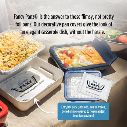Fancy Panz Red Premium Aluminum Foil Pan Carrier with Secure Latch Lid - Reusable Casserole Carrier for Half Size Pans - Food Transport Holder for Potlucks, Parties, Tailgates & Entertaining