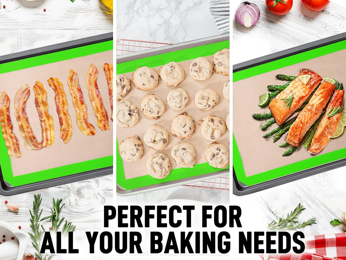 Zulay Kitchen Silicone Baking Mat – 16.5"×11.6" BPA-Free Reusable Baking Sheet, Heat Resistant 480°F – Non-Slip Border, Perfect for Cookies, Bread, Pastries & Oven Use - (Dark Gray)