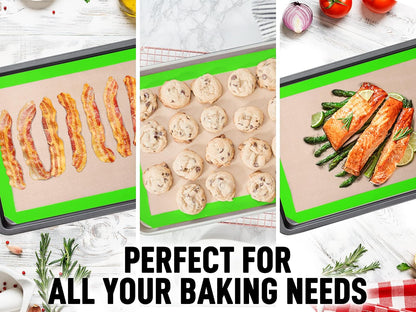 Zulay Kitchen Silicone Baking Mat – 16.5"×11.6" BPA-Free Reusable Baking Sheet, Heat Resistant 480°F – Non-Slip Border, Perfect for Cookies, Bread, Pastries & Oven Use - (Dark Gray)