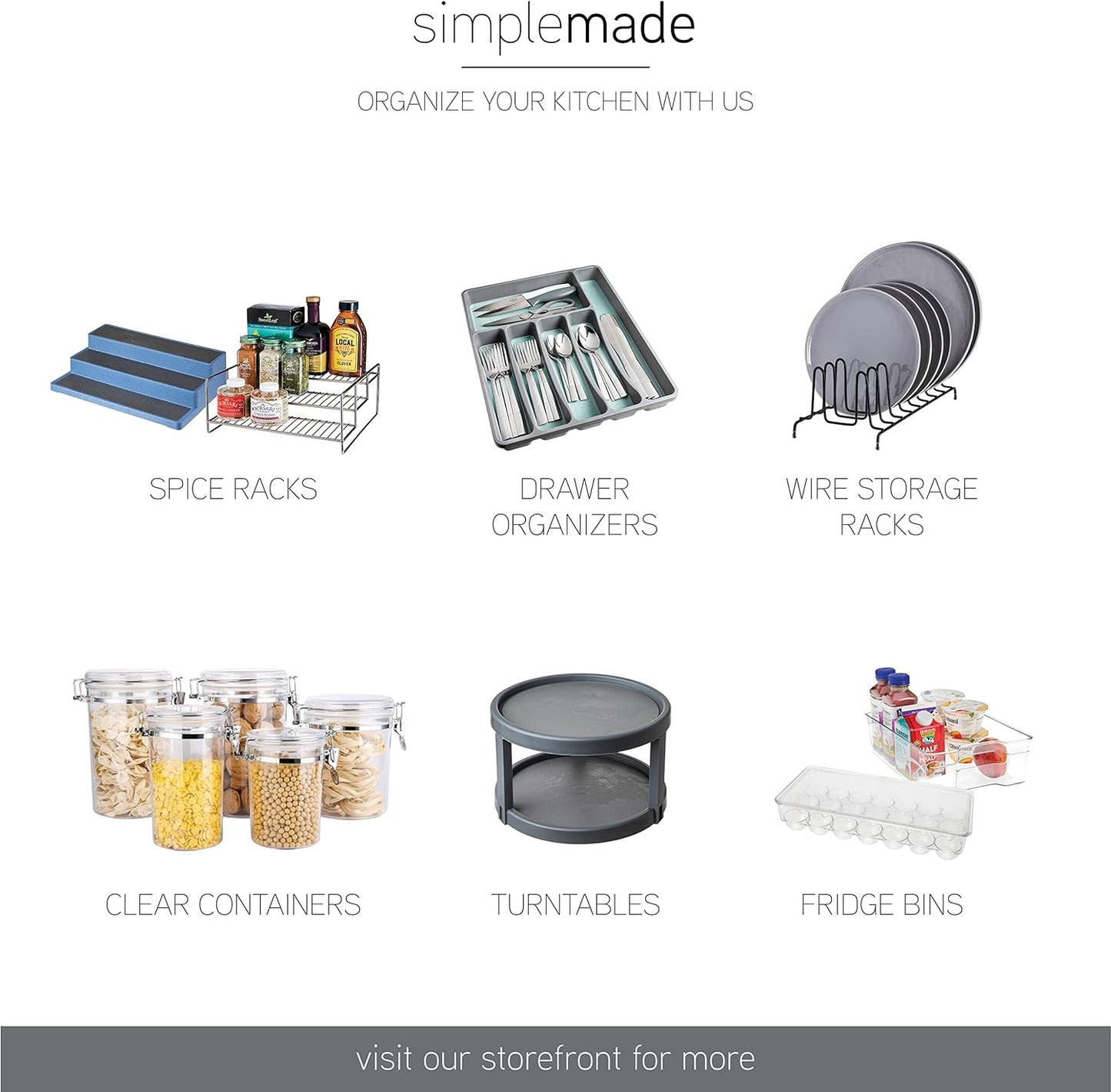 SIMPLEMADE Clear Refrigerator Organizer Bins - Clear Bins for Fridge, Containers for Fridge and Freezer, Multipurpose Storage for Kitchen, Office, Bathroom, Pack of 3 (Design 2)
