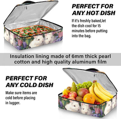 Casserole Carriers for Hot or Cold Food Reusable Casserole Dish Carrier Insulated Thermal Large Capacity Durable Perfect for Party Camping Family Gatherings Yellow Fish - Colors A