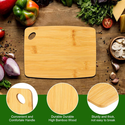 FoldTier 12 Pcs Wood Cutting Boards Bulk 8 x 6 Inch Small Kitchen Charcuterie with Oval Hole Kitchen Serving Chopping Boards for Pizza, Bread, Charcuterie, Fruit, Vegetables(Bamboo)