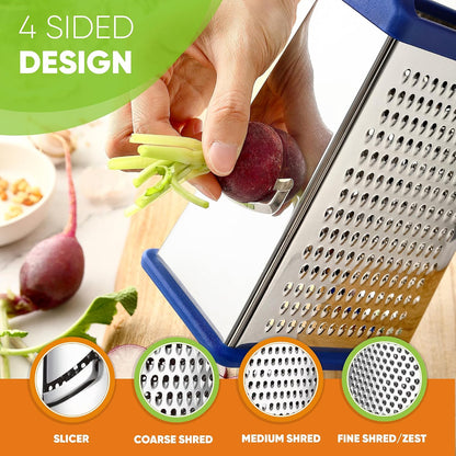 Spring Chef Stainless Steel XL Cheese Grater for Kitchen, Green