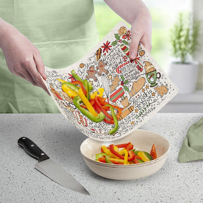 Cut N' Funnel Eat Fresh Designer Flexible Cutting Board Mat 15" x 11.5" Made in the USA Decorative Flexible Easy to Clean