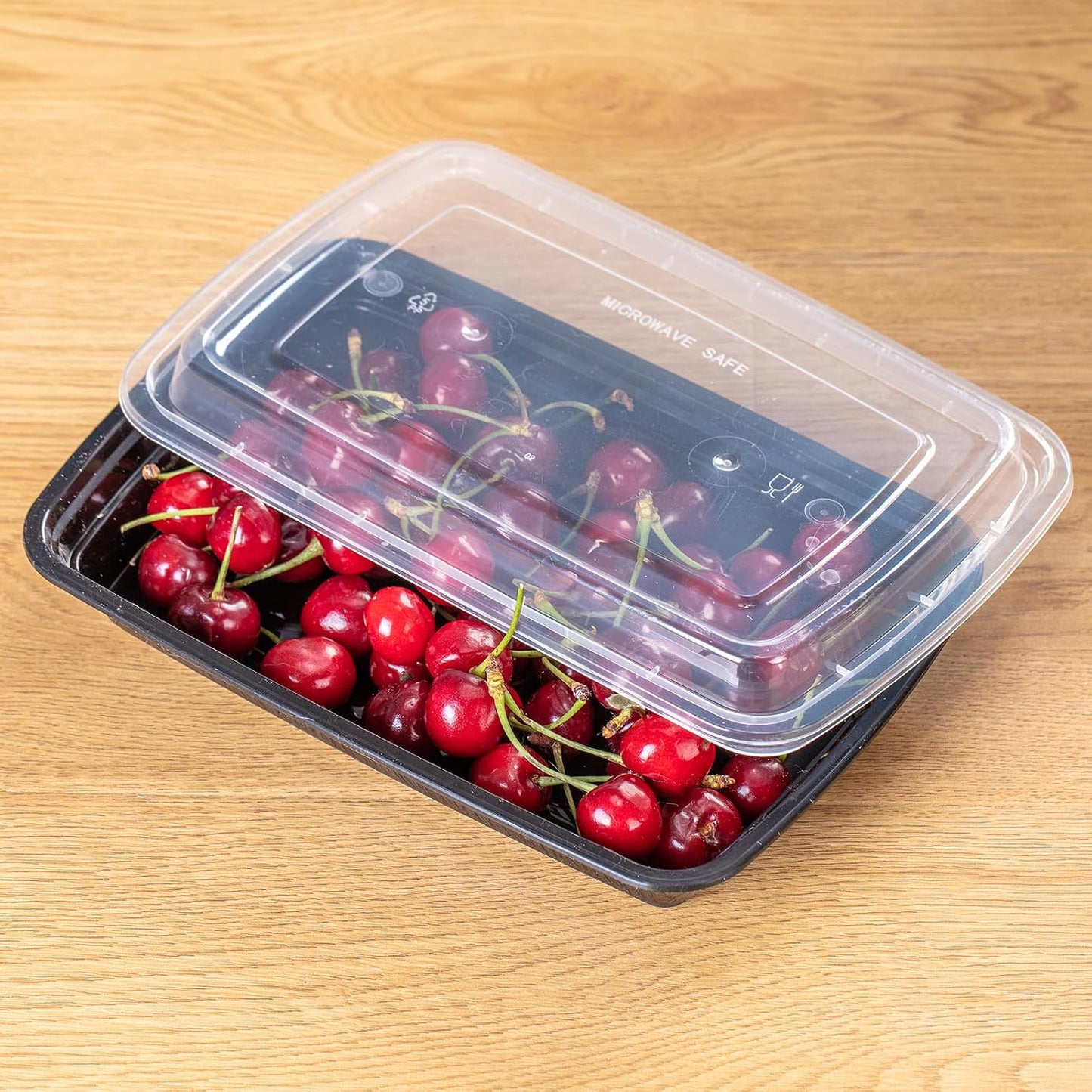 30oz Meal Prep Containers Bulk 50-Pack - 2-Compartment with Lids, Leakproof, Microwave/Freezer/Dishwasher Safe - Commercial Food Storage, Black
