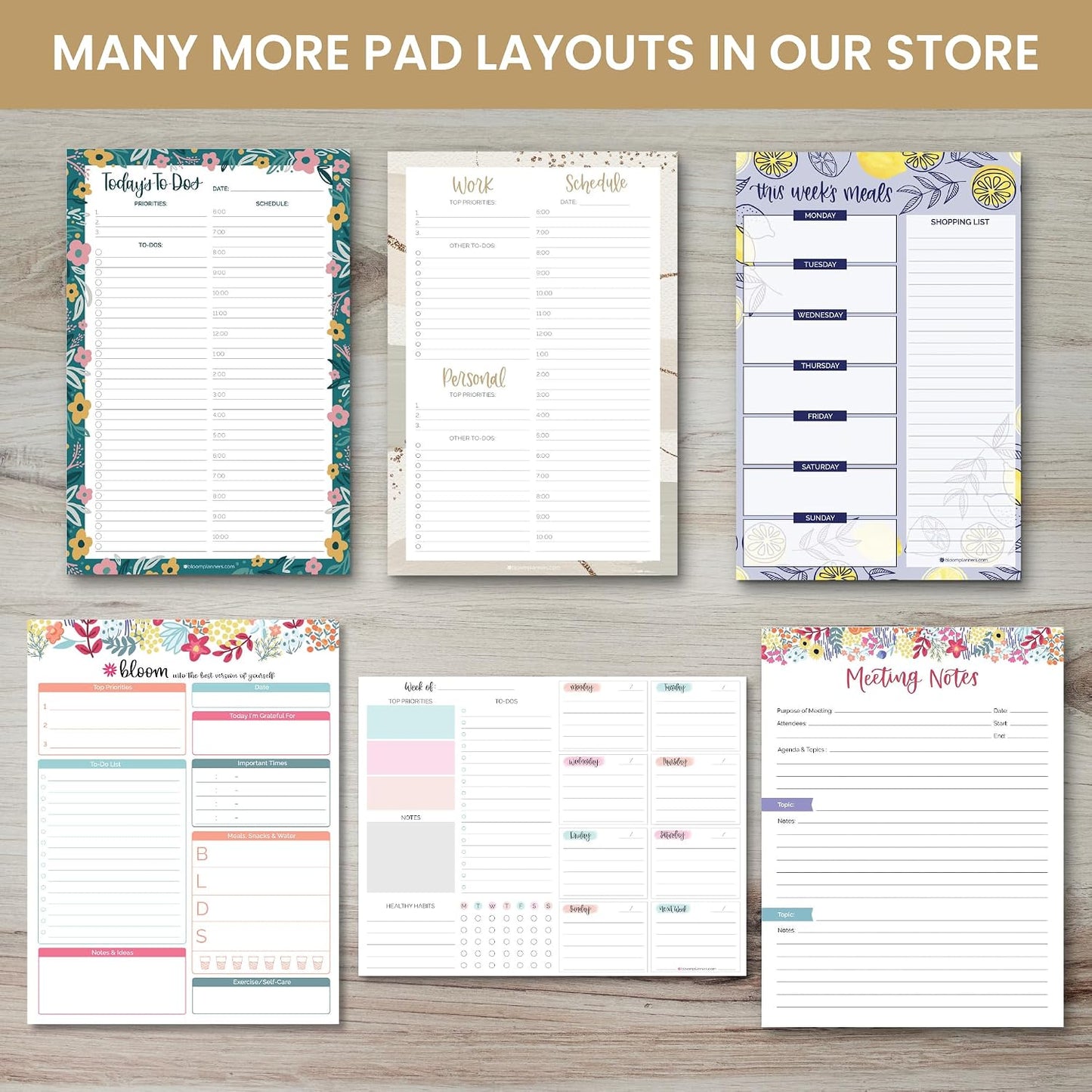 bloom daily planners Horizontal Weekly Magnetic Meal Planning Pad for Fridge with Tear-Off Grocery Shopping List - Hanging Food/Menu Organizer Notepad with Magnets - 8.5” x 11” - Lemons