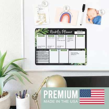 Hadley Designs Weekly Magnetic Calendar for Refrigerator - Dry Erase Board for Fridge, Magnetic Weekly Planner for Kitchen, Reusable Schedule Organizer (Farmhouse)
