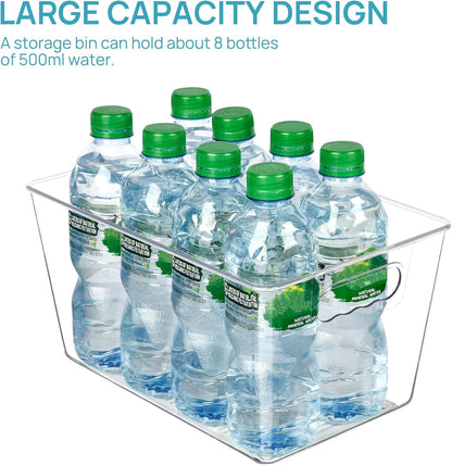 Vtopmart 6 PCS Clear Plastic Storage Bins, Pantry Organizer Containers with Handle for Refrigerator, Fridge, Cabinet, Kitchen, Countertops, Cupboard, Home Organization and Storage, XL