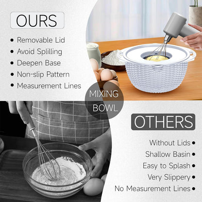4-1 Colander with Bowl & Spoons Set - Rotatable Colander for kitchen with New Upgraded Graters, Food Strainer(Patented) for Pasta, Fruits, Vegetables, Funny Presents for Women, Beige