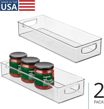 iDesign Slim Extra Long Clear Storage Bin, Narrow Stackable Organizer for Kitchen or Pantry