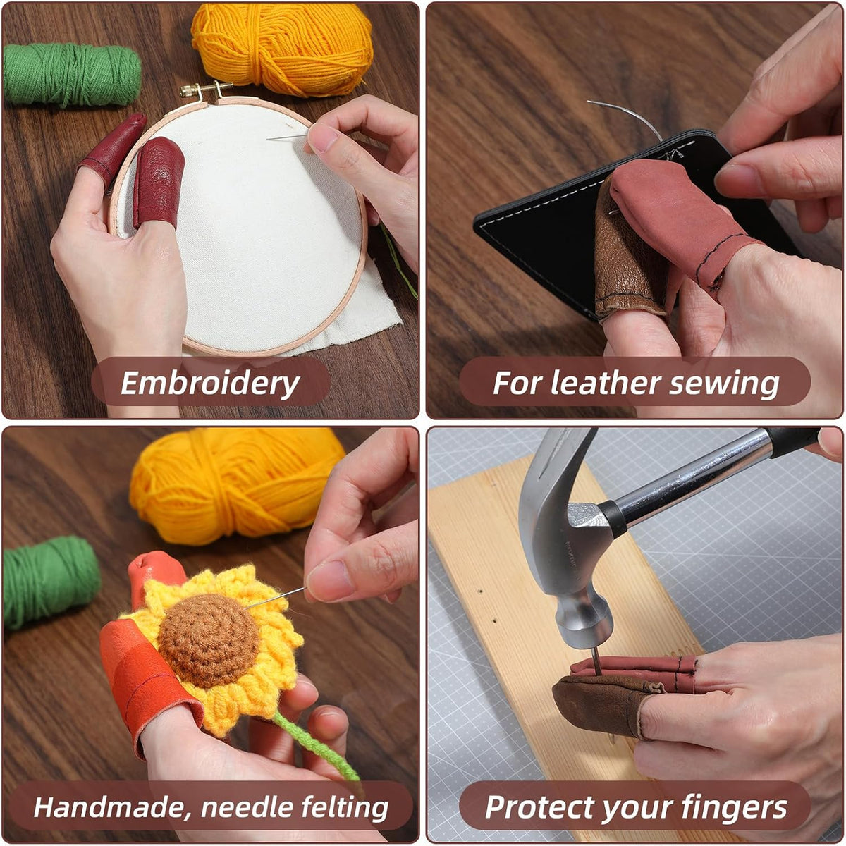 Elegaperma 20pcs Leather Thimbles for Hand Sewing Leather Finger Protector