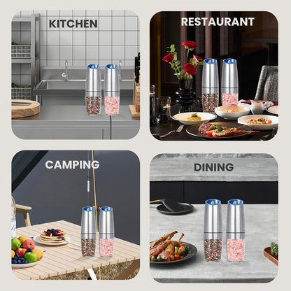 Battery Operated Salt And Pepper Grinder Set 2 Pack (Black)