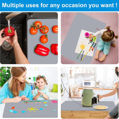 AECHY Extra Large Silicone Mat 78.74”x19.69”x0.08”, Multipurpose Silicone Mat Thick Heat Resistant Mat Shipped Rolled Up Kitchen Counter Mat Nonslip Silicone Mats for Kitchen Counter Translucent