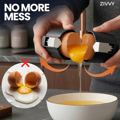 Egg Cracker & Egg Shell Opener Tool - Easy Egg Shell Cracker for Clean Shell Opening - Egg Opener & Kitchen Gadget for No Mess Breakfast & Meal Prep (Black)