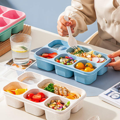 Bento Box Adult, 4 Pack 5 Compartments Meal Prep Container Reusable Food Storage Lunchable Containers with Sauce Containers, Snack Boxes For Adults Bento Box For Kids