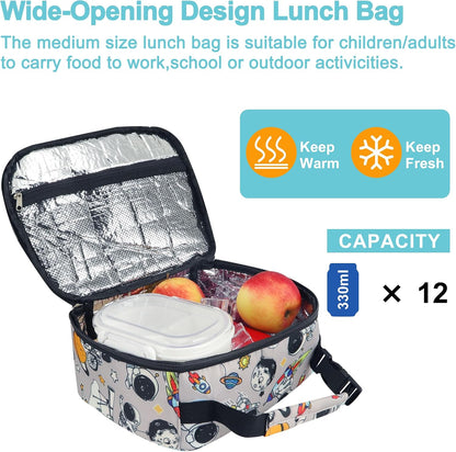 esouler Lunch Box Kids Insulated Lunch Bag for Boys & Girls Durable Children Lunchbox for School with Water Bottle Holder-Black