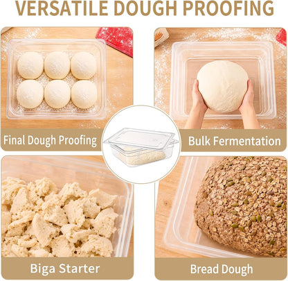 2 Pack 6L Stackable Pizza Dough Proofing Container with Lid