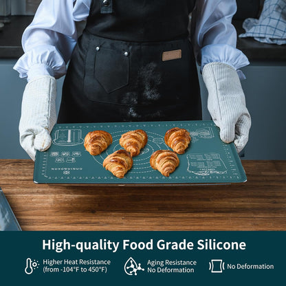 Silicone Baking Mat,28" x 20" Extra Thick Large Non Stick Sheet Mat with Measurement Non-slip Dough Rolling Mat,Reusable Food Grade Silicone Counter Mat for Making Cookies,Macarons,Bread and Pastry