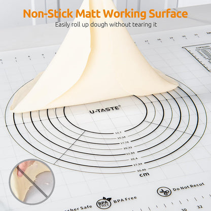 U-Taste Silicone Pastry Mat, Dough Rolling Baking Sheet, 28x20"/Transparent