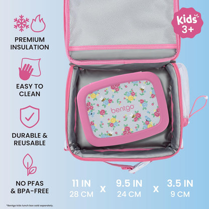 Bentgo Kids Lunch Bag - Durable, Double-Insulated Lunch Bag for Kids 3+; Holds Lunch Box, Water Bottle, & Snacks; Easy-Clean Water-Resistant Fabric & Multiple Zippered Pockets (Mermaid)