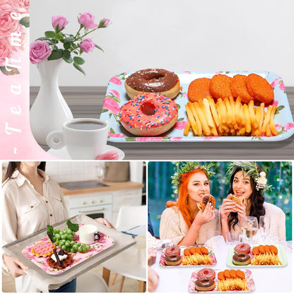 4 Pieces Basketball Serving Trays - Sports Melamine Platters Reusable Rectangle Party Trays for Basketball Sports Theme Party Food Dessert Serving Supplies, 13 x 9.7 inch