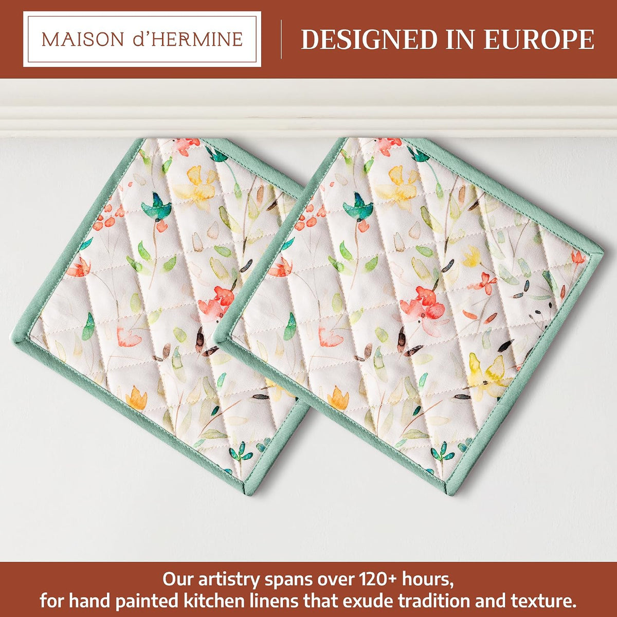 Maison d' Hermine Pot Holders 100% Cotton Potholders (8" x 8") - Colors A