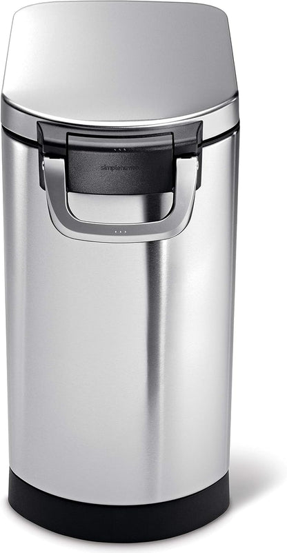 simplehuman 25 Liter, 27 lb / 12.2 kg Medium Pet Food Storage Container for Dog Food, Cat Food, and Bird Feed, Alloy Steel, Matte Black