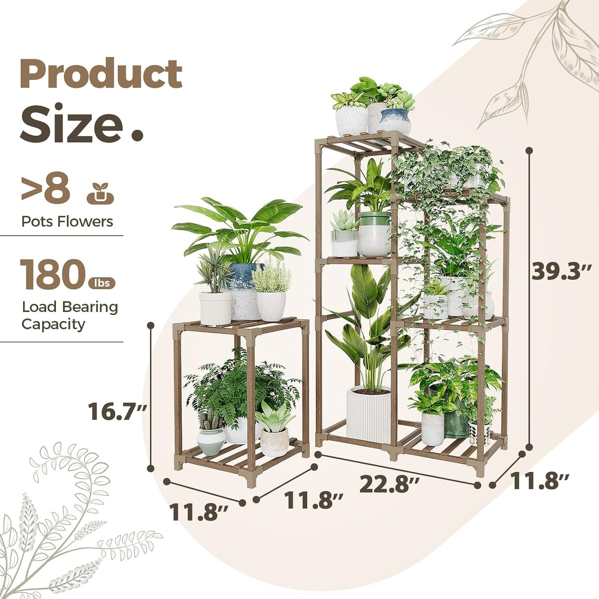 Bamworld Plant Stand Indoor Plant Shelf Outdoor Wood Plant Rack