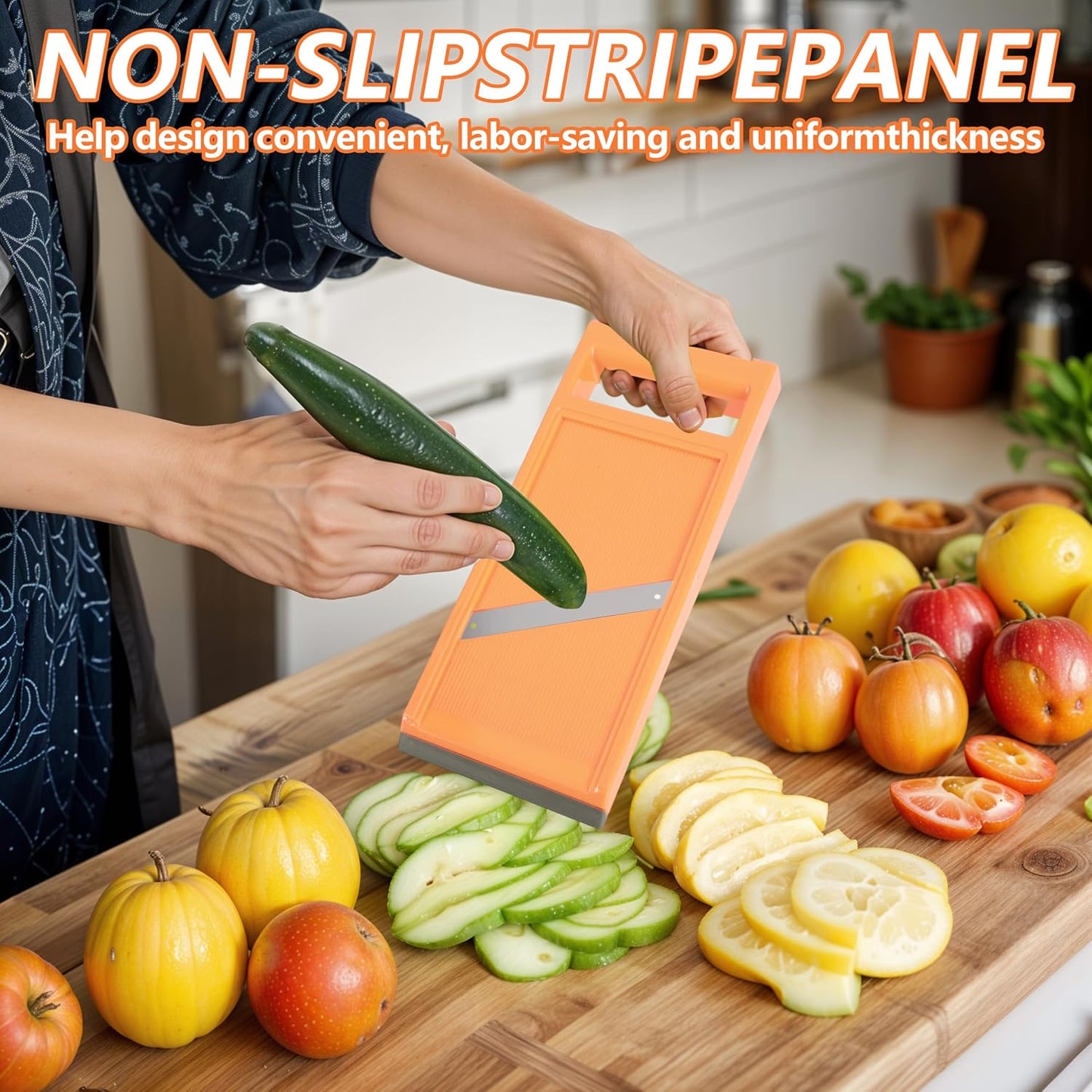 Handheld Mandoline Slicer,Portable Small Mandoline Slicer,for Potato Chips, Mini Mandolines Slicers for Vegetables, Fruits, Cheese, Cucumber Slicers Thin, Orange
