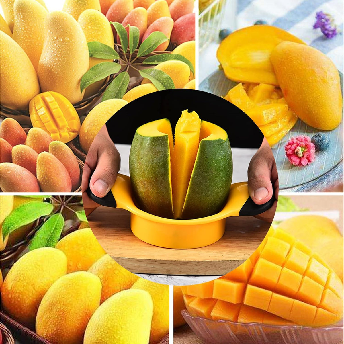 Sturdy Mango Slicer and Pit Remover Tool, Mango Splitter Fruit Cutter Mango Pitter with Ergonomic Grip Handle - Effortlessly Remove Pit and Divide