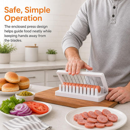Large Banana Slicer with 304 Stainless Steel Blade, Multi Fruit & Egg Slicer for Hot dog, Hard Boiled Eggs, Strawberry, Cheese, Butter, Easy One Press Fruit Slicer for Kitchen